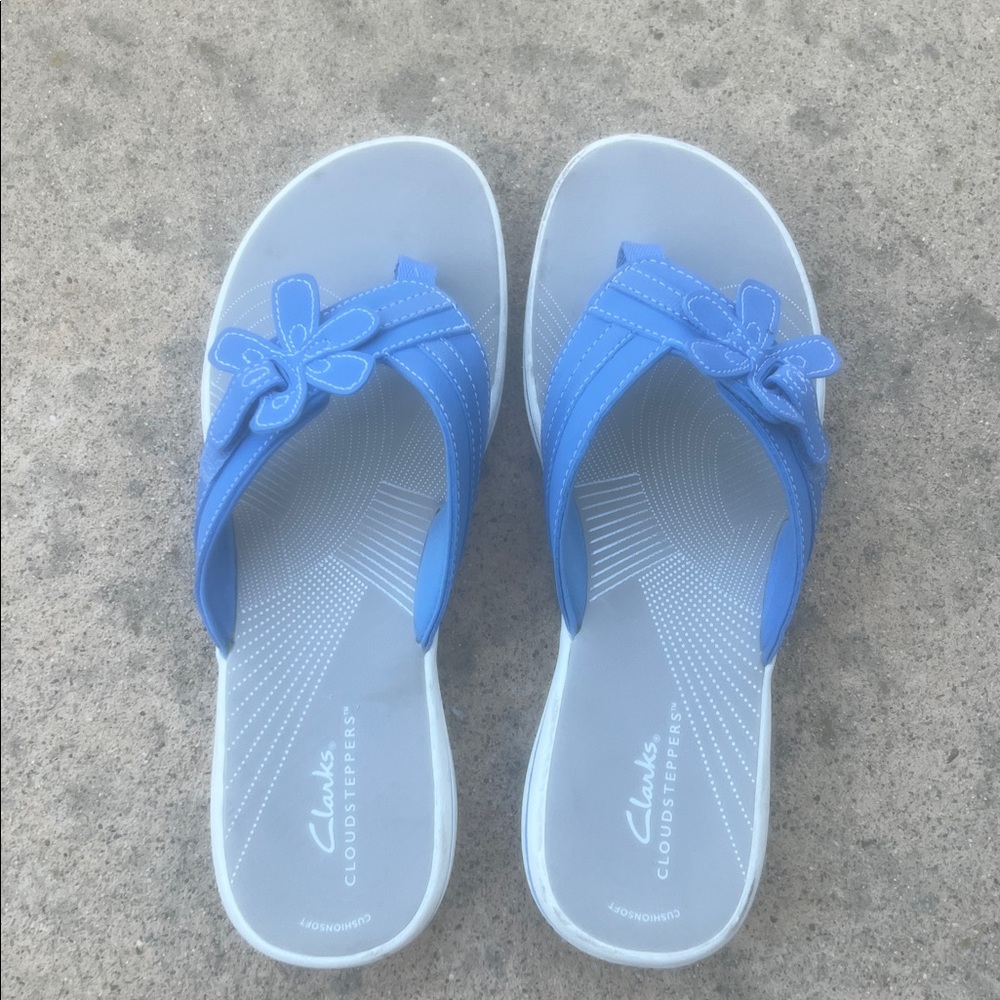 Clarks Breeze Opal Light Blue Cloudstepper Thong Sandal Women's Size 9 - Picture 4 of 7